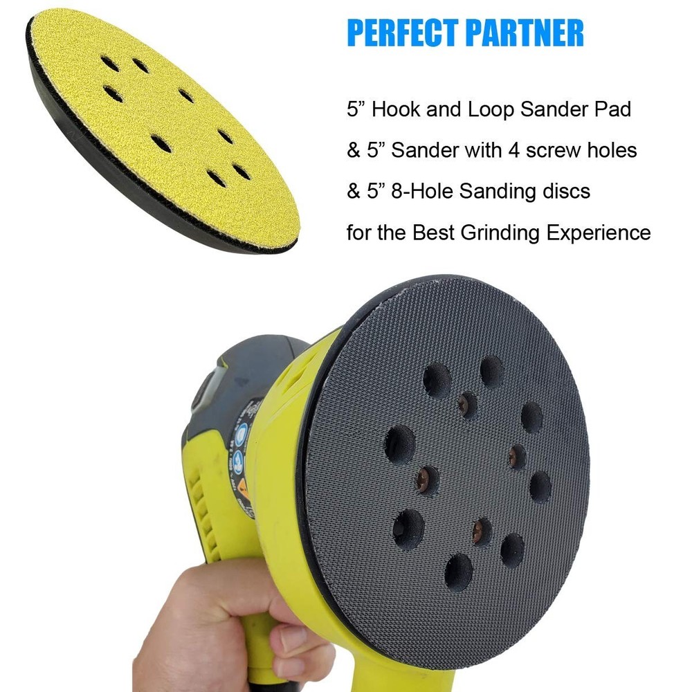 5" Sander Pad For Ryobi Sander 5 Inch 8 Hole Hook And Loop Replacement 180 Grit