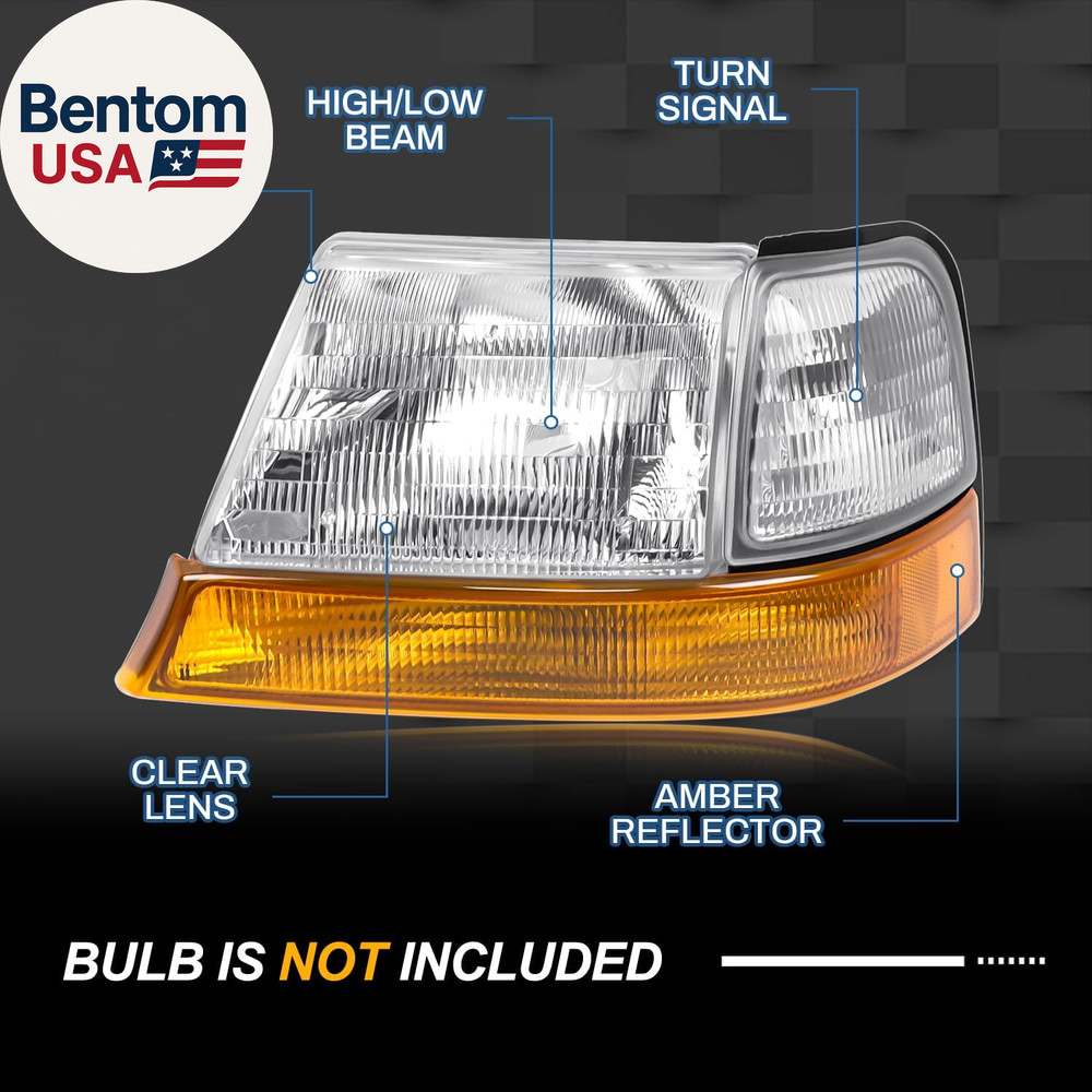 Headlight Assembly with Corner Light Kit Compatible with Ford Ranger 1998 1999 2