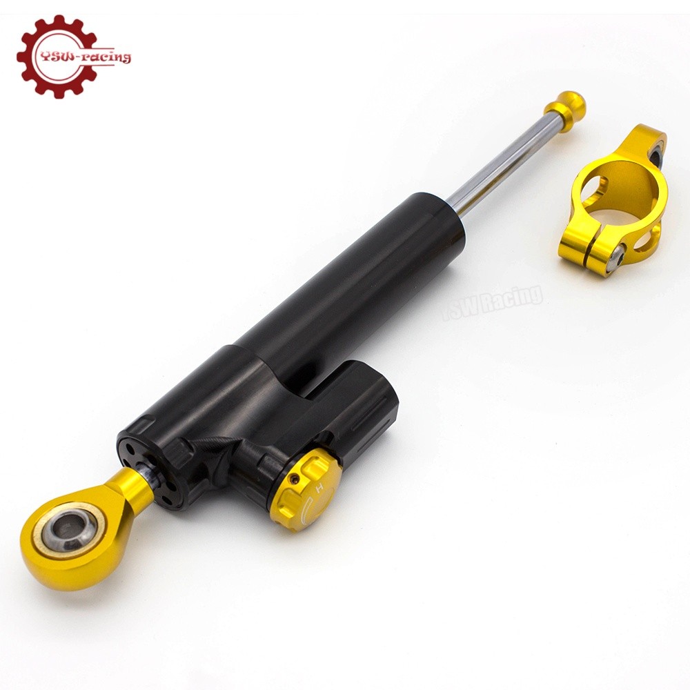 Universal Motorcycle CNC Adjustable Steering Damper Stabilizer Top Black&Gold US