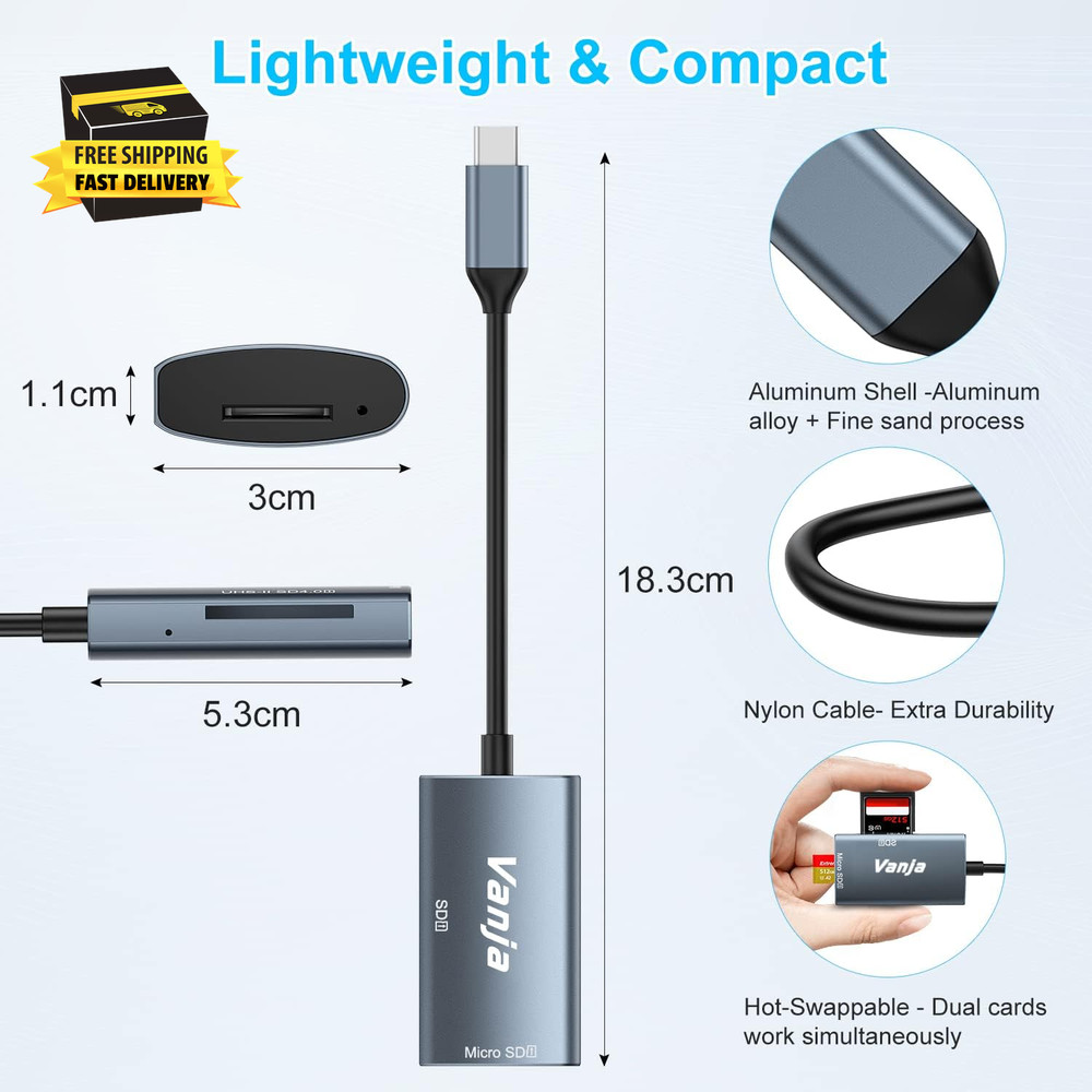 SD Card Reader USB C, High-Speed USB 3.0 Micro SD Card Adapter for SD SDXC SDHC