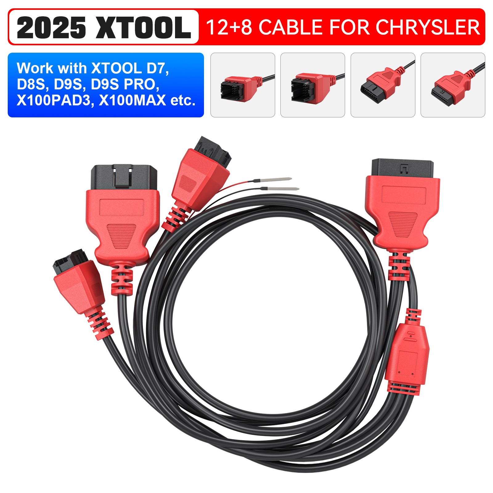 XTOOL 12+8 Pin OBD2 Connector Cable Adapter Fit For Chry-sler For PAD3 D7 D8 D9