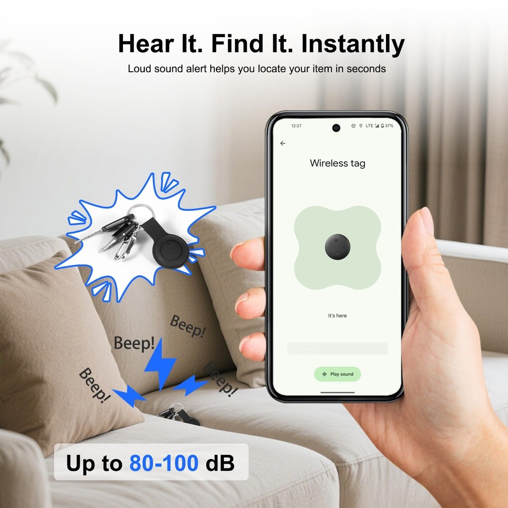 Android Tracker Tags, 1 Pack Google Certified Smart Tracker with Silicone Cas...