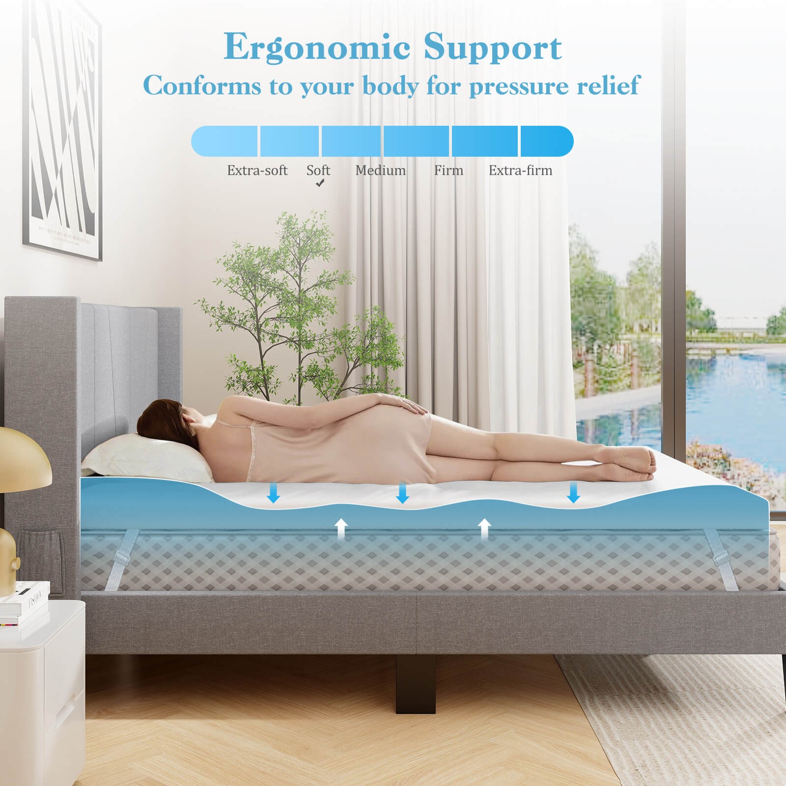 3“ Gel-Infused Memory Foam Mattress Topper w/ Removable & Washable Cover Twin