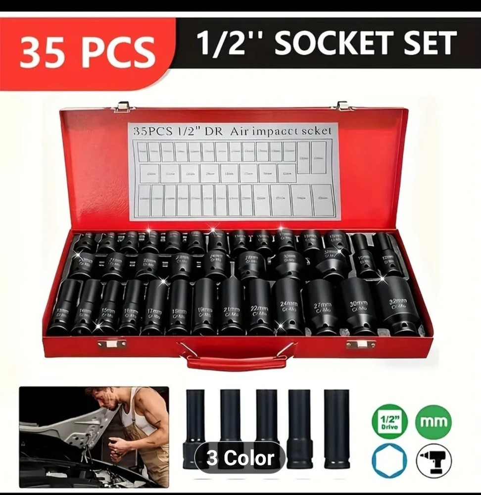 35pc 6point Impact Scoket Set