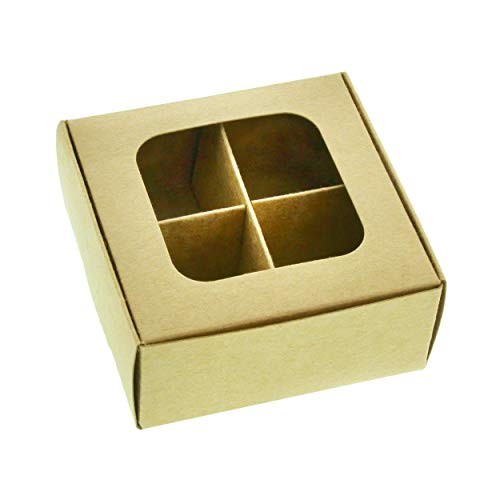 Mini Truffle Boxes with Window and Dividers - Extra Small - Four Kraft