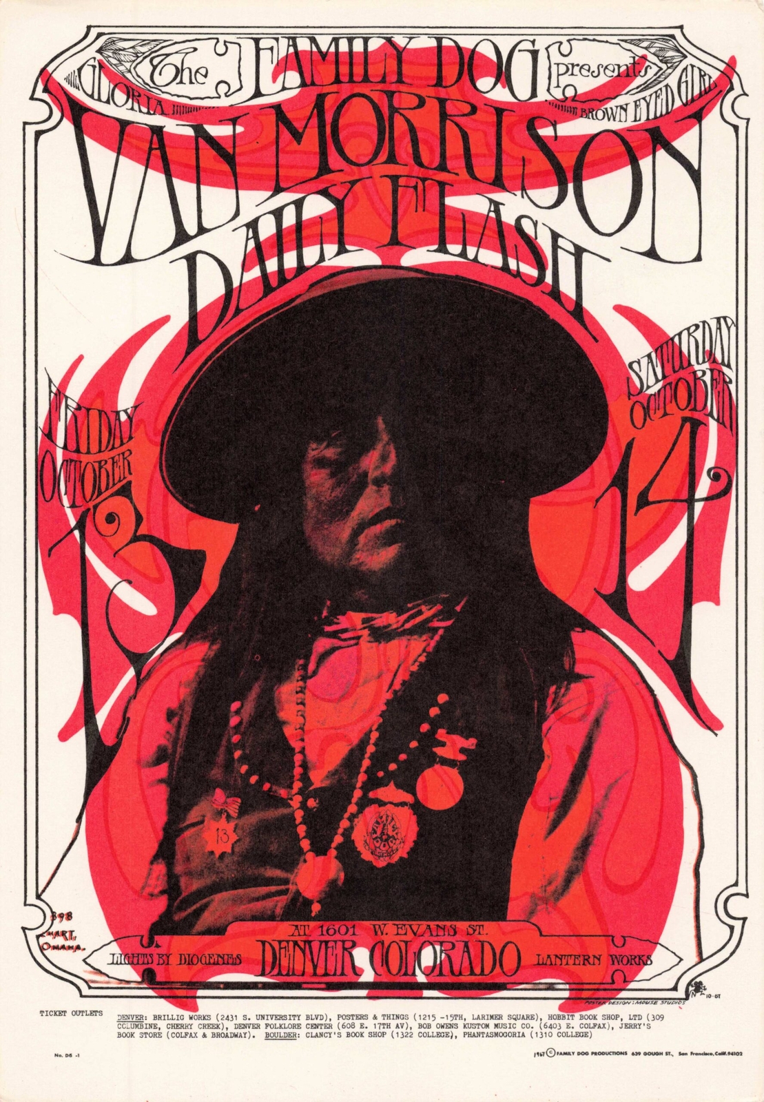 Van Morrison Postcard 1967 Family Dog - Denver FDD-6