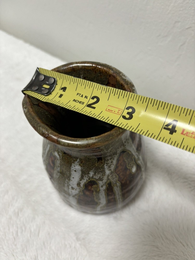 Vintage Mcm Handmade Studio Art Glazed Pottery Pitcher. Initials On Bottom