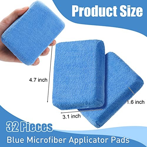 32 Pcs Microfiber Applicator Pads Soft Microfiber Foam Buffing Car Blue