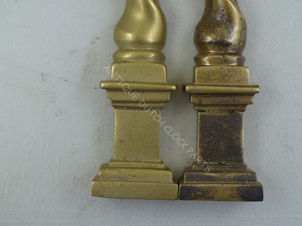 SET HEAVY BRASS PILLARS COLUMNS FOR CLOCK CASE