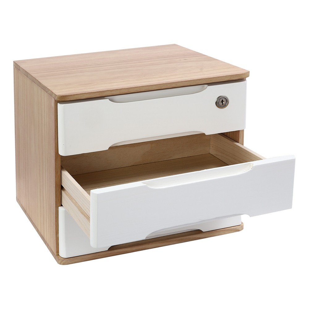 Desktop Storage Box 3 Tiers Desk Organizer, Desktop Box with Lockable Drawers