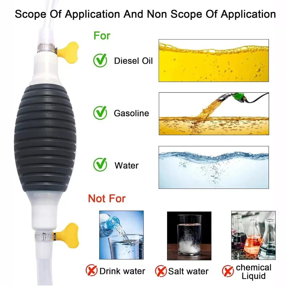 Siphon Hose Hand Pump Portable Manual Fuel Transfer Pump