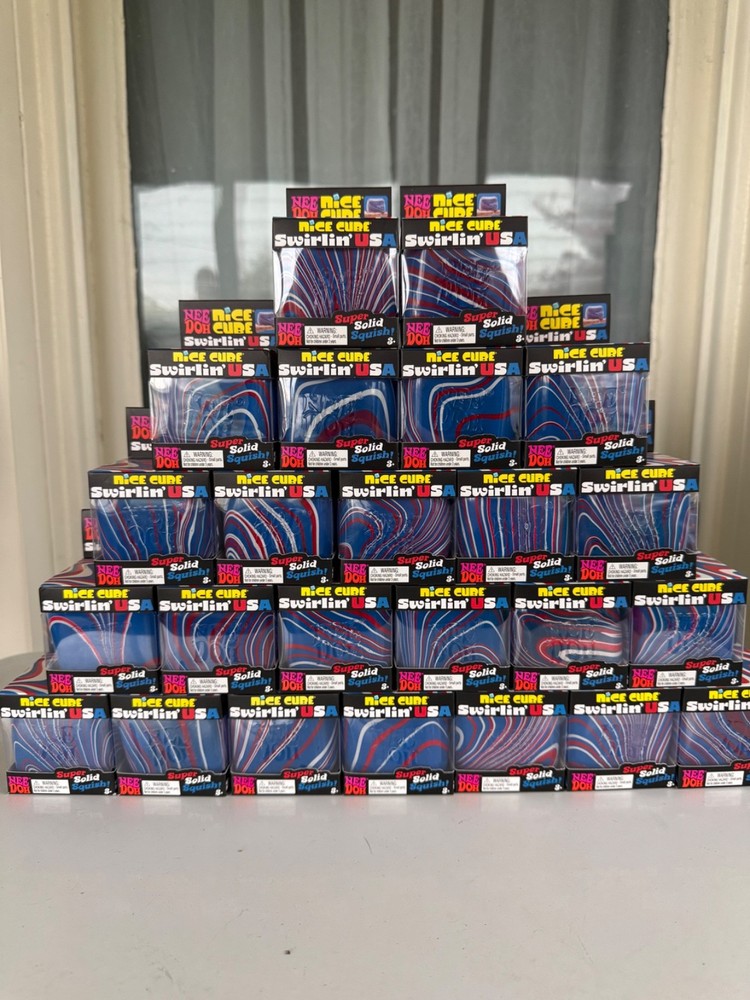 24 count Nee Doh Nice Cube Swirlin' USA Super Solid Squish Toy
