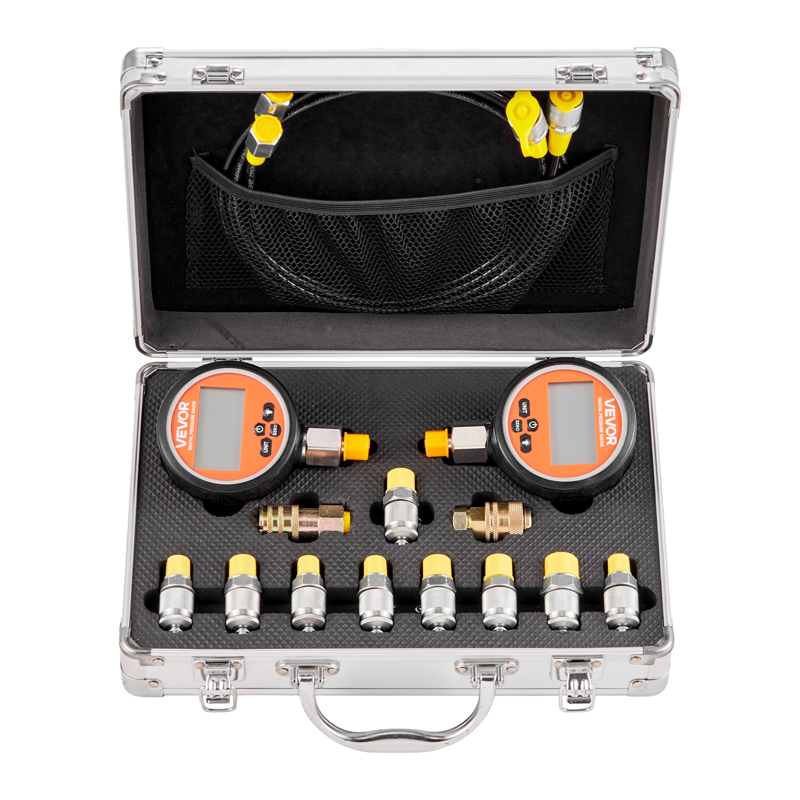 VEVOR Digital Hydraulic Pressure Test Coupling Kit 10000PSI 2 Gauges 9 Couplings