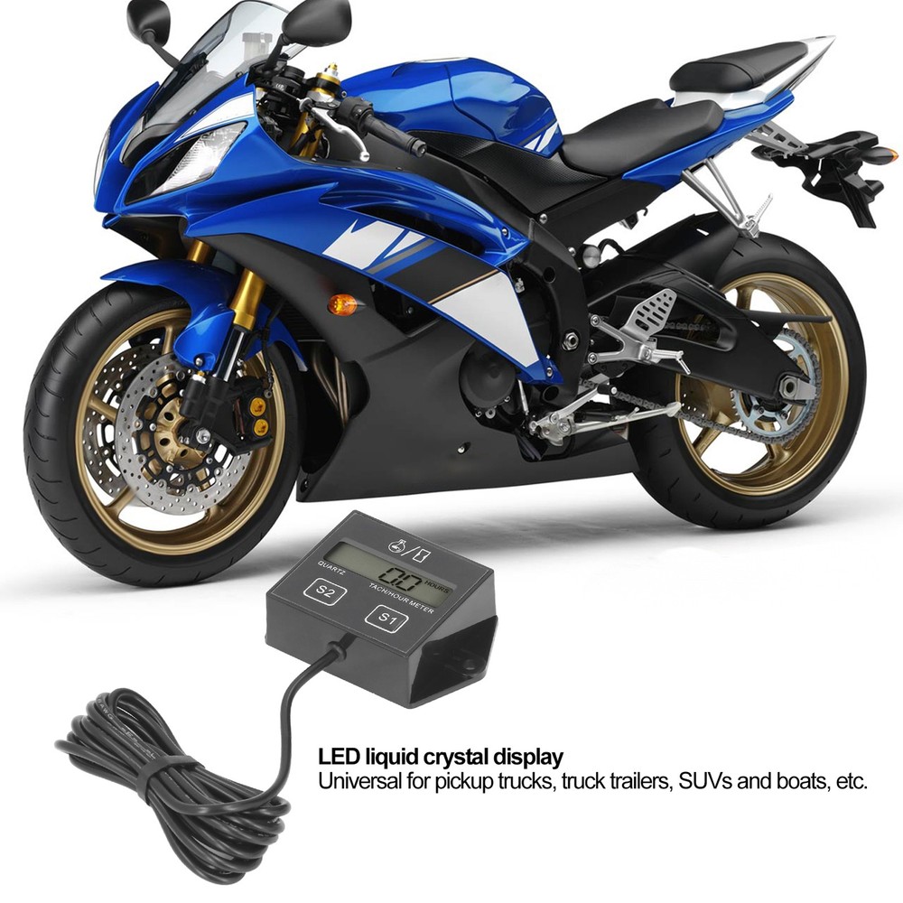 LCD Screen Motorcycle Tachometer Timer For 2/4Stroke Gasoline Engine Univer BXAL