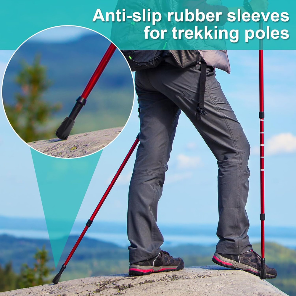 6PCS Walking Stick Tips, Shock Absorption Trekking Pole Tips Replacements, Anti-