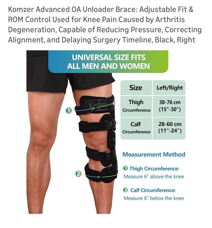 Komzer Advanced OA Unloader Brace: Adjustable Fit & ROM Control Used for Knee...