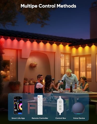 Smart Permanent Outdoor Lights, RGB with IC + Warm White, Under-Eave Lighting,