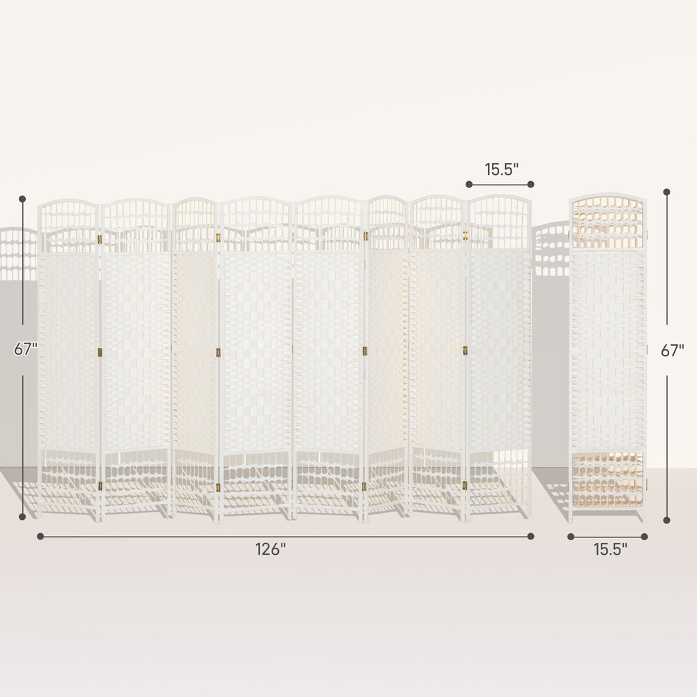 8 Panel Room Divider Folding Privacy Screen 5.6' Room Separator