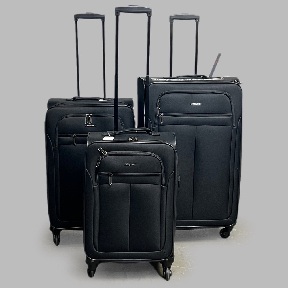 DEJUNO (3 PACK) Lightweight Expandable Spinner Luggage Suitcase Set Black 2302DJ