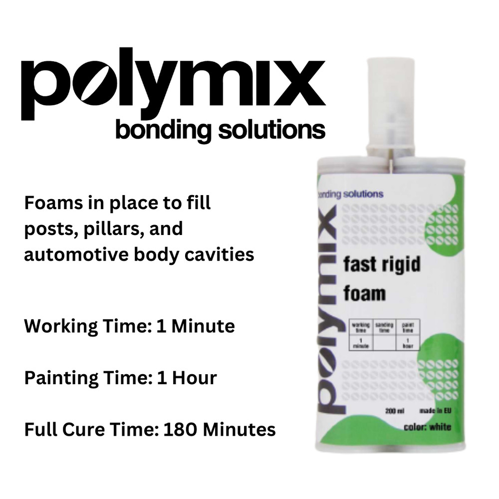 Polymix White Fast Rigid Foam Cartrdige 50ml and Two Mixing Application Tips