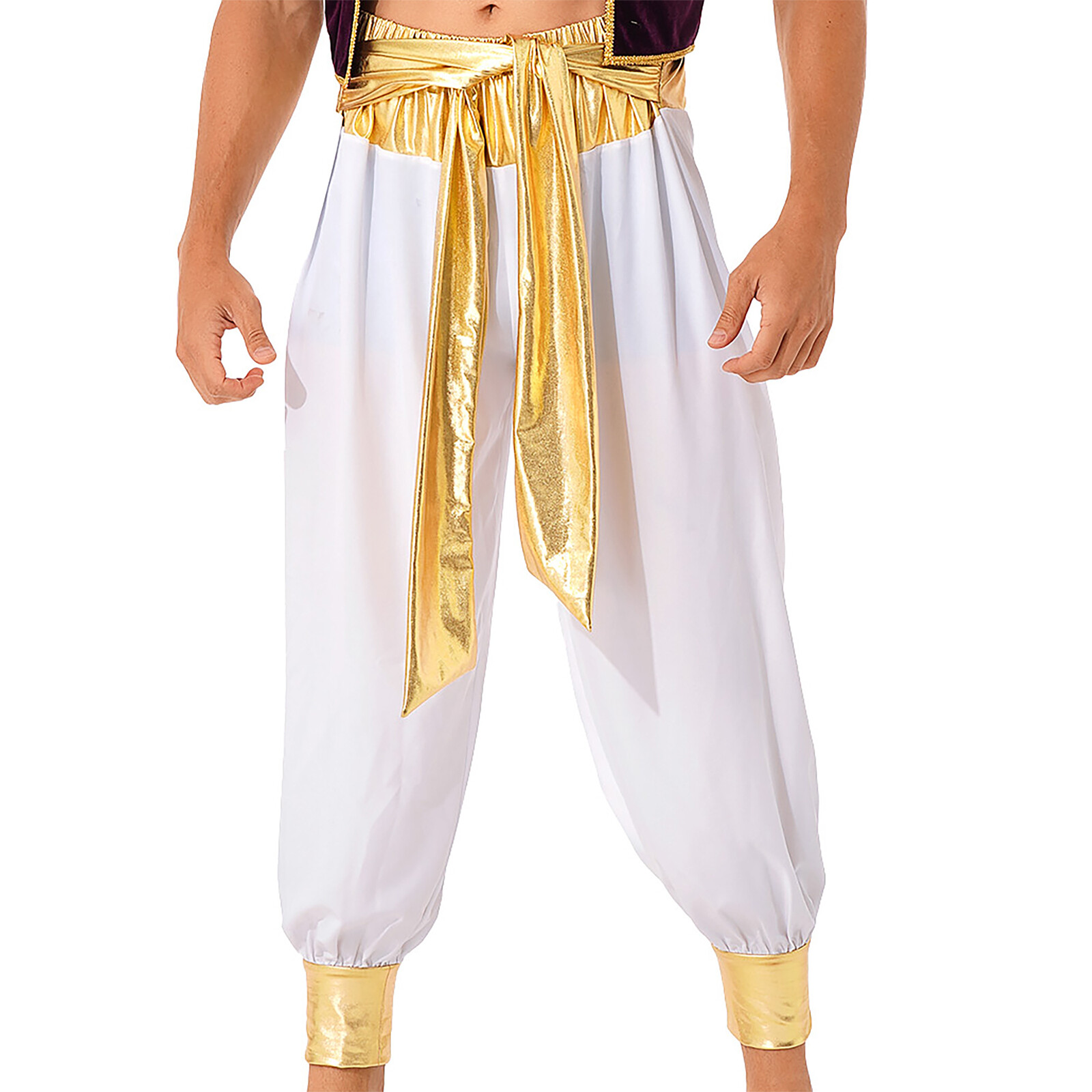 US YiZYiF Men Halloween Party Pants Arabian Prince Cosplay Trousers Carnival