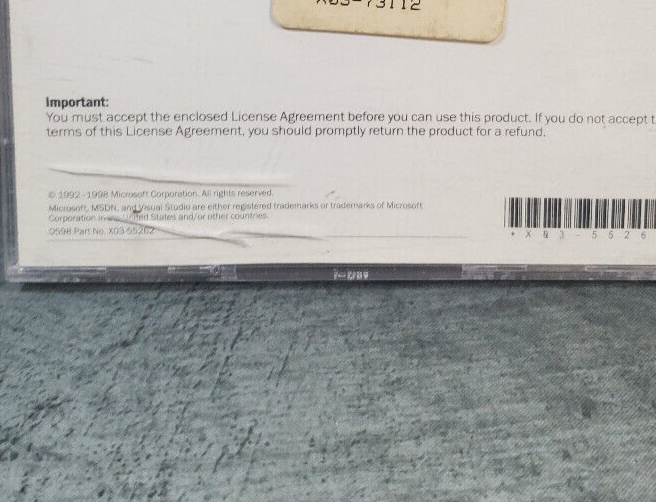 Vintage Microsoft MSDN Library Visual Studio 6.0 Code CD ROm Sold as Novelty