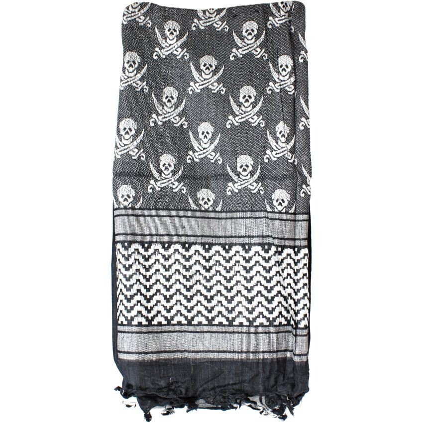 Shemagh Head Wrap Jolly Roger Black and White