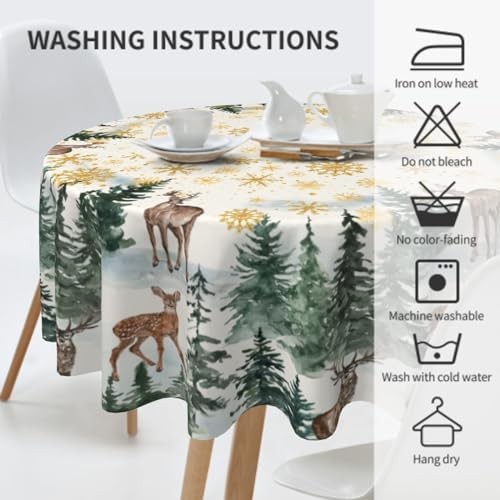 60 Inch Round Christmas Tree Tablecloth White Gold