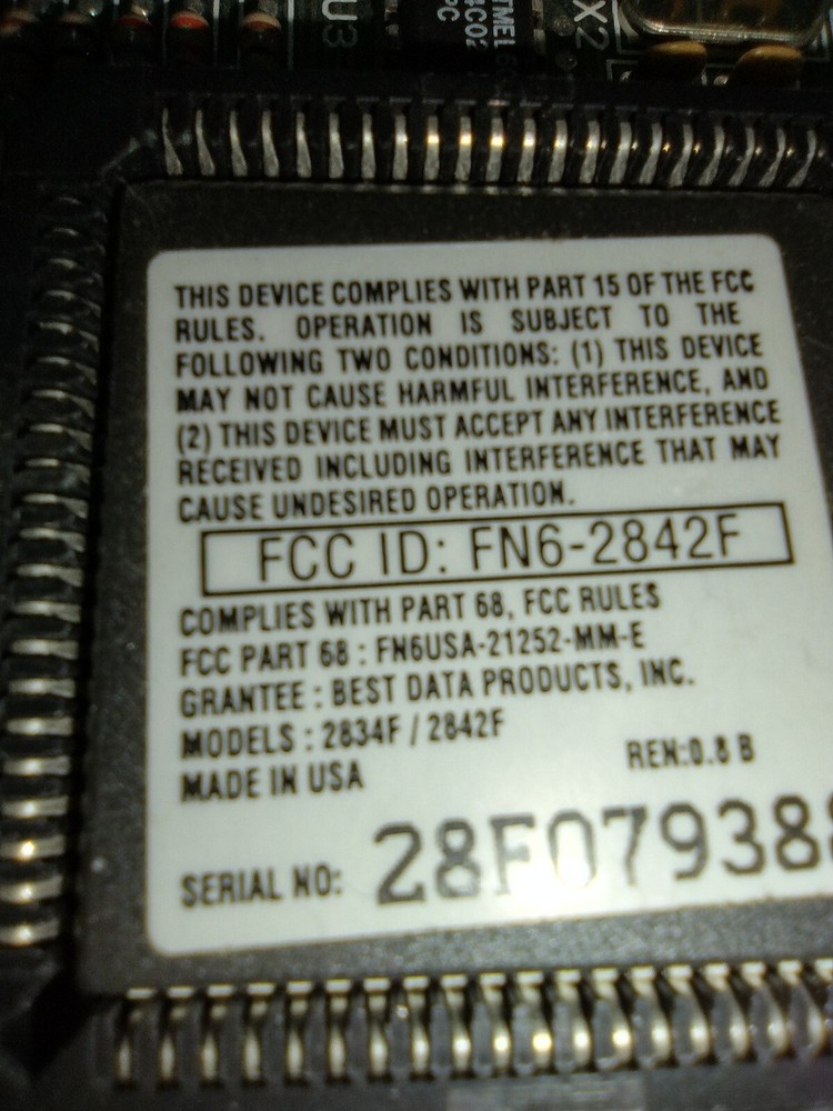 "Vintage" Generic Modem Card Copyright 1993