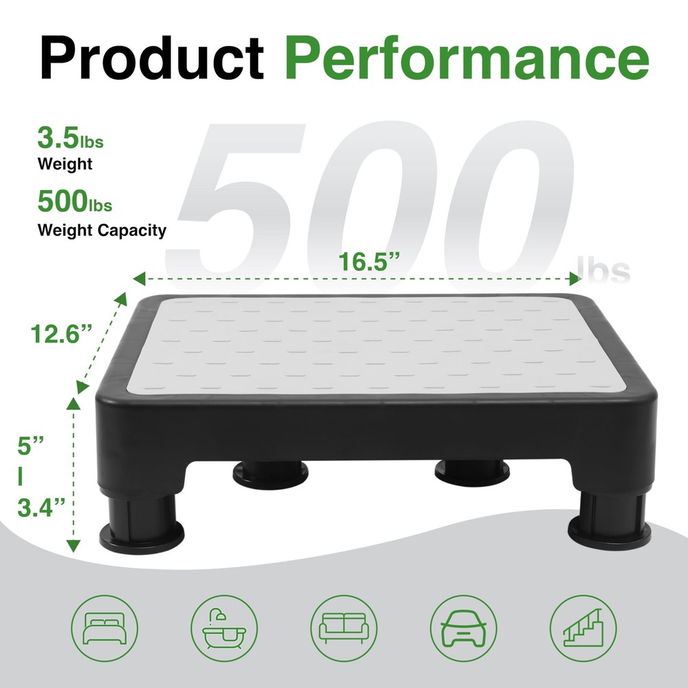 Adjustable Step Stool for Bed, Bathtub, Car and Kitchen, 4-Level Height 3.4"-...