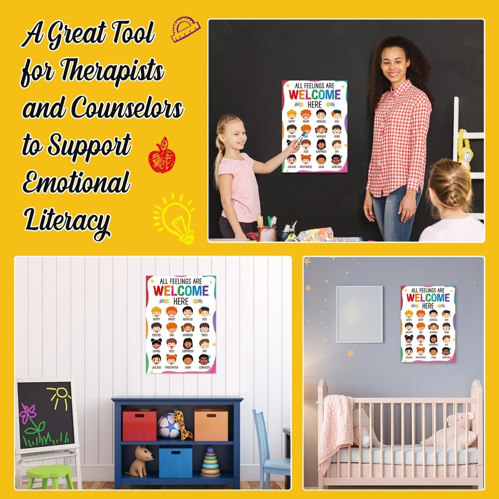 Feelings Chart Poster for Kids - Emotions Learning Tool for Classroom Decor