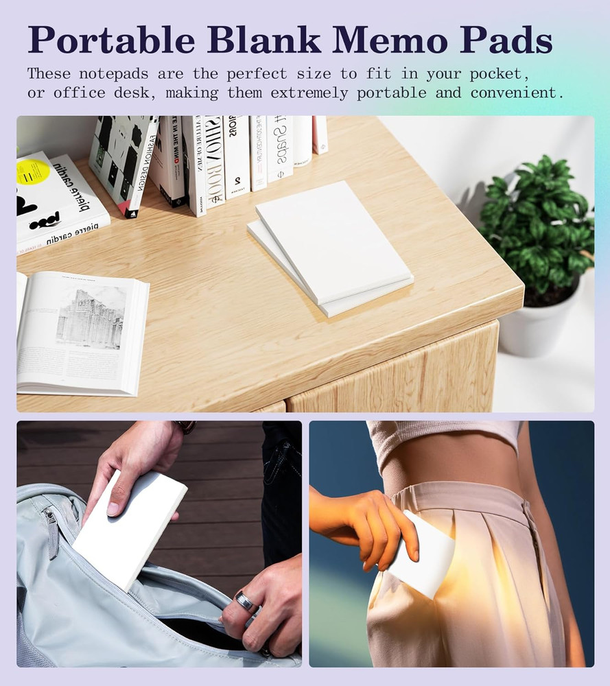 Small Note Pads 3X5 Pocket Notepad, 10 Pack Server Note Pads 3X5, White Memo Pad