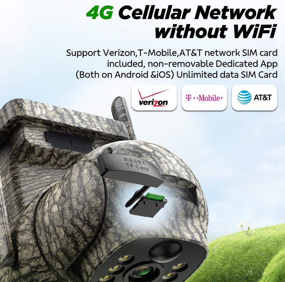 4G LTE Cellular Trail Camera 4 Pack 2.5K Live Streaming Solar Panel Night Vision