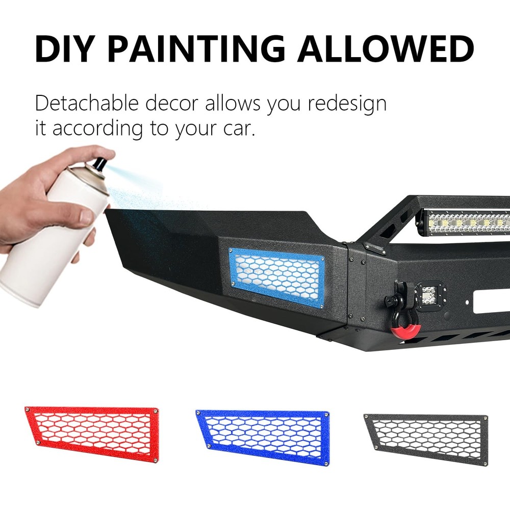 Front Bumper for 2007-2013 Sierra 1500 Winch Plate Sensor Hole D-Ring Lights