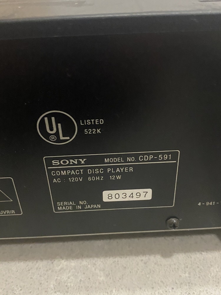 sony CDP-591 compact disc player - not ejecting for parts