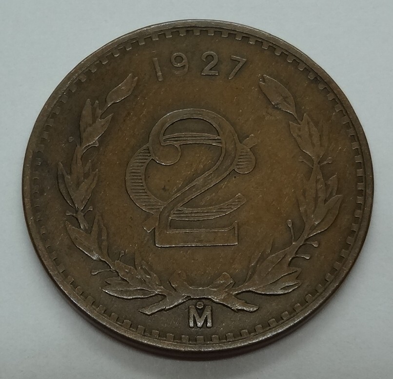 1927 MEXICO, 2 CENTAVOS, NICE DETAILS, KM# 419