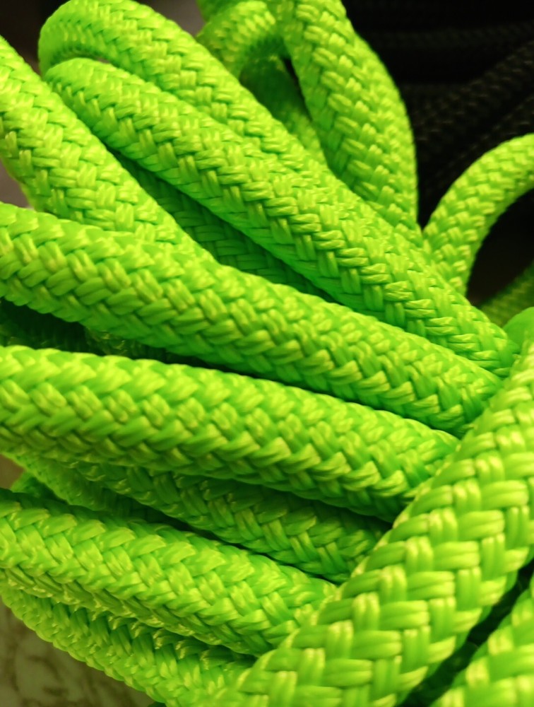 1/2 " x 53ft. Double Braid-Yacht Braid Polyester Rope Hank. Lime. W/ Thimble