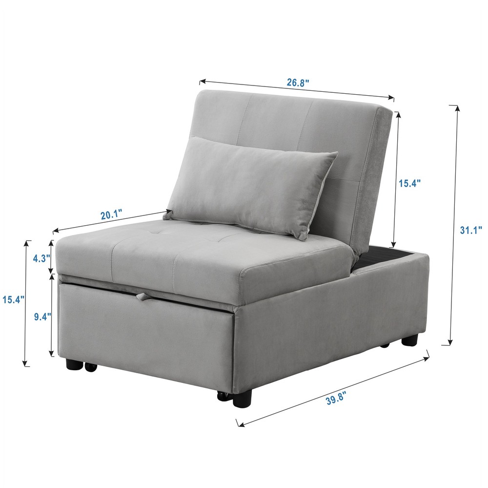 Folding Ottoman Sofa Bed Gray|Grey