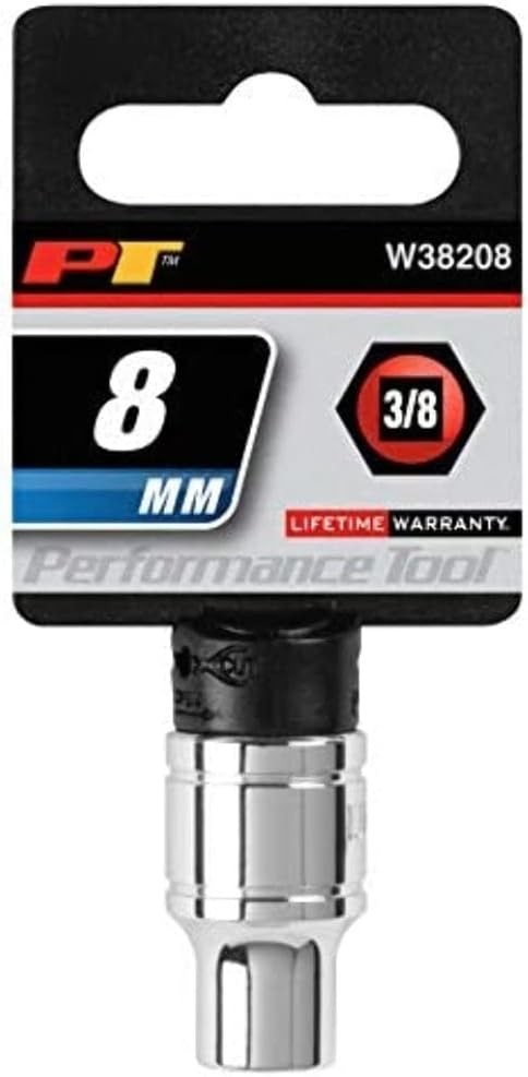 Performance Tool W38208 6-Point Socket, 3/8-Inch Drive, 8mm