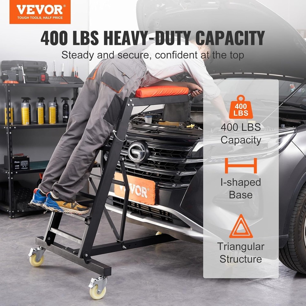 Adjustable High Creeper 49.6"-75.6" | 400 lbs Capacity for Mechanics
