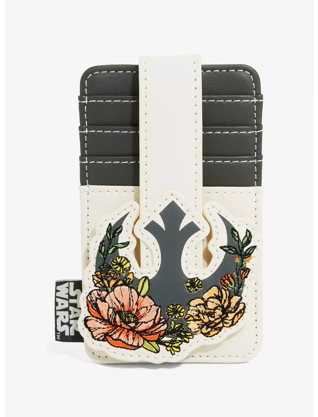 Loungefly Star Wars Gray and Cream Floral Rebel Cardholder ID holder NEW