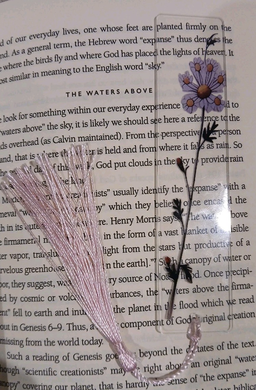 Flowers Bookmark with Tassel - Acrylic - Size Is 5.1" X 1.8" - New - Fast Ship