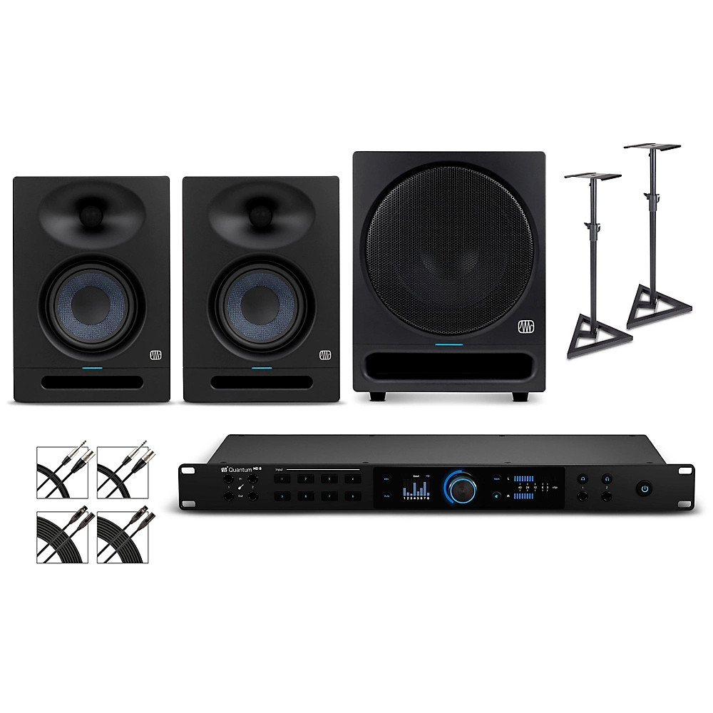 PreSonus Quantum HD8 Interface w/Eris 2nd Gen 5" Pair & SUB10, Stands & Cables