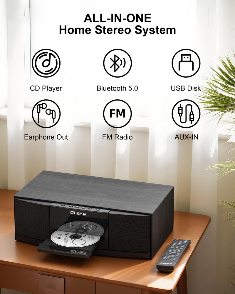 ** NEW Bluetooth Stereo System | 36W | CD Player | Compact Micro HiFi | Black