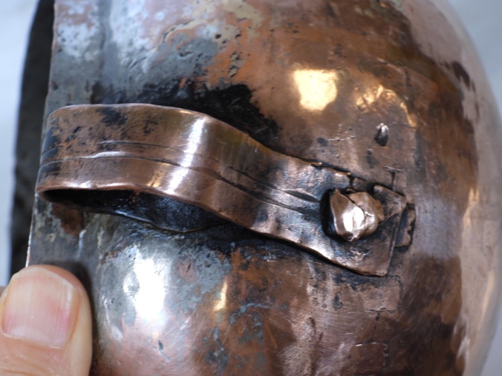 Old Handmade Copper Pot with Copper Handles