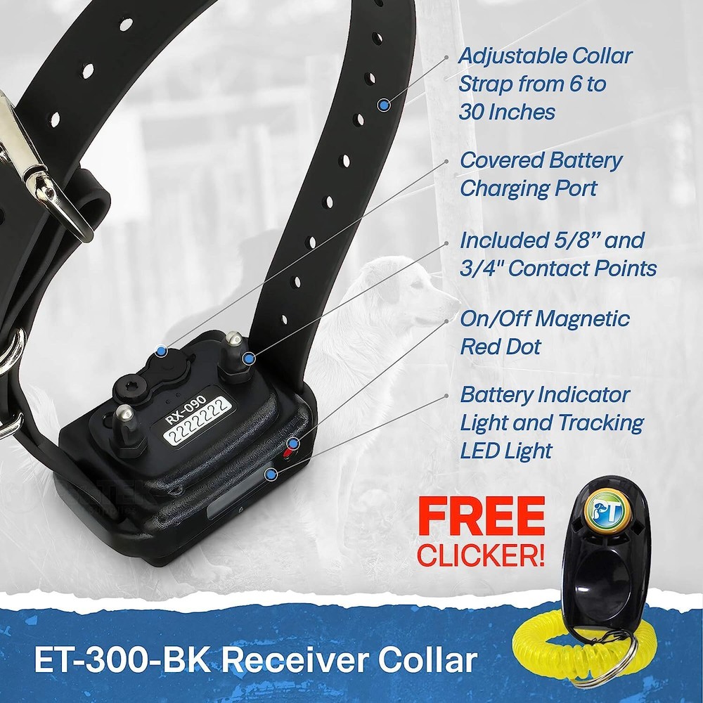 Mini Educator ET-300 Black E-Collar - 1/2 Mile Range, 100 Training Stimulation