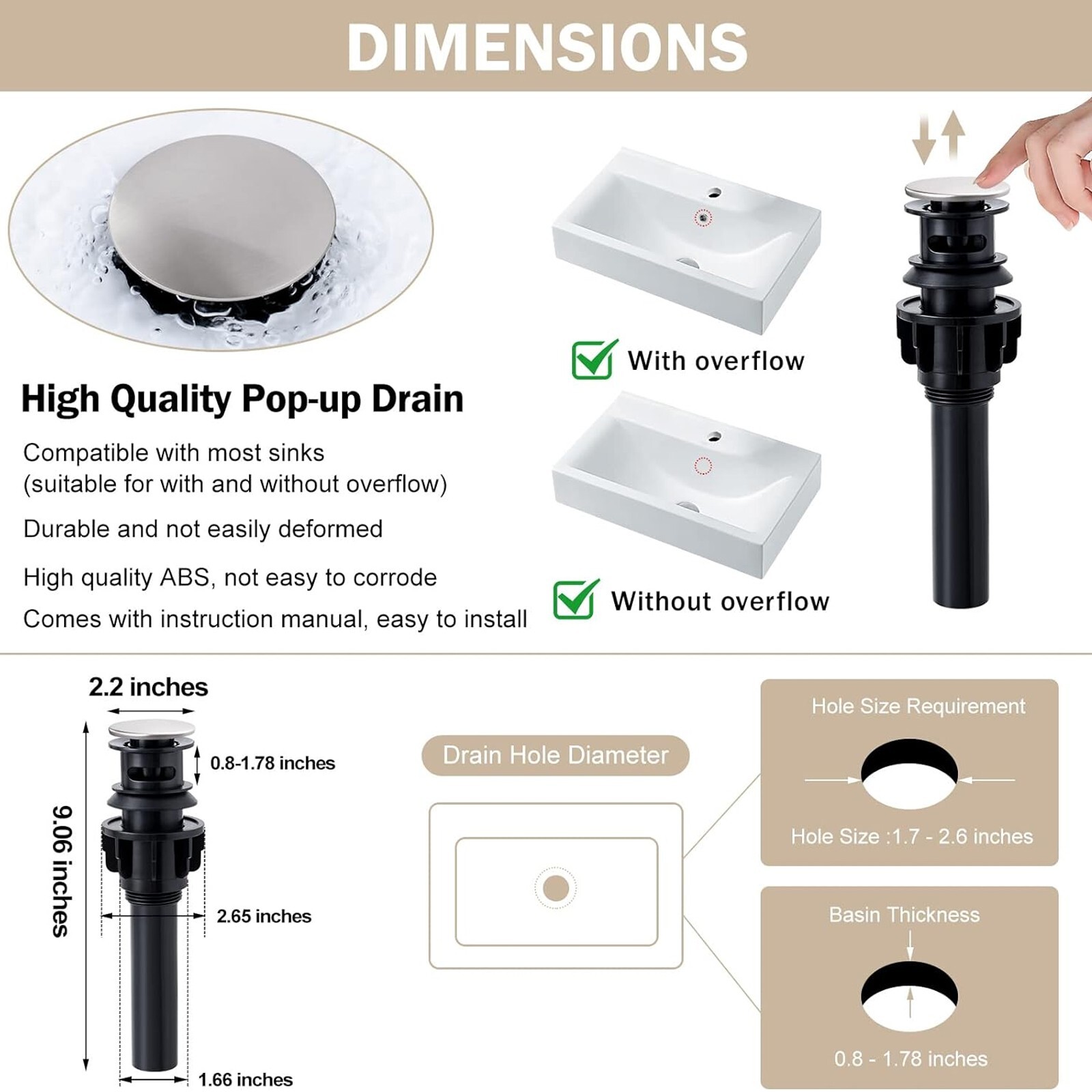 Brushed Nickel Bathroom Sink Faucet 3Hole 4in Centerset Vanity Mixer with Drain