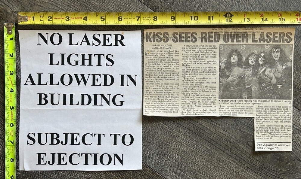 KISS Concert Clipping Concert Sign Psycho Circus Tour NJ Lasers Lot Vintage Kiss
