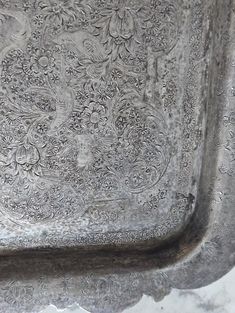 EXCEPTIONAL GENUINE ANTIQUE MIDDLE EASTERN SILVER TRAY