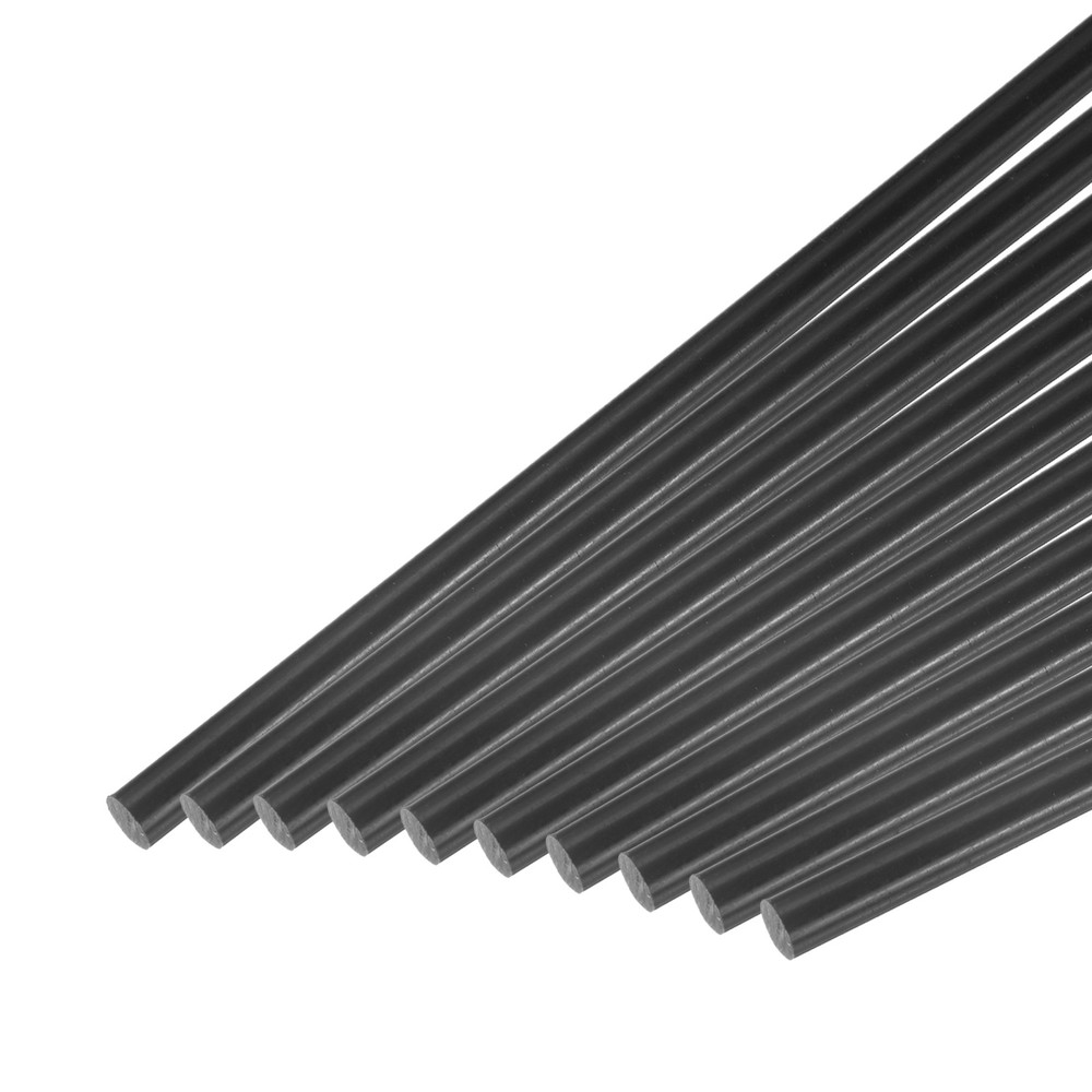 10Pcs ABS Plastic Rods, Diameter 6mm Length 300mm Black Stick Solid Bar